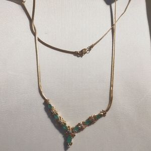 Zales 10kt gold and emerald necklace